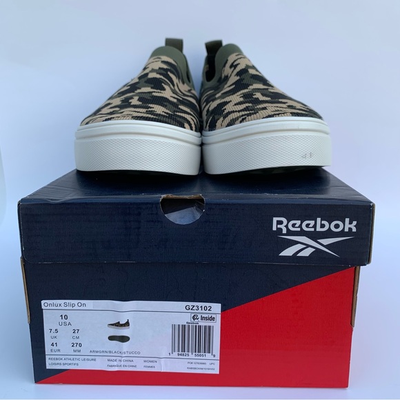 Reebok Onlux Slip On Women’s walking Marche Shoes Sz 10 Stucco Army Green Black - Picture 6 of 15